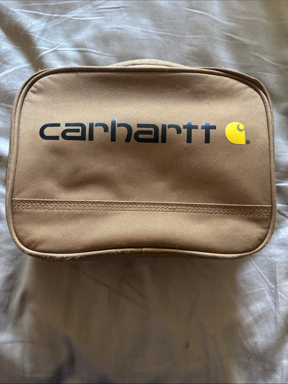 Carhartt Brown Canvas Toiletry Bag with Yellow Logo